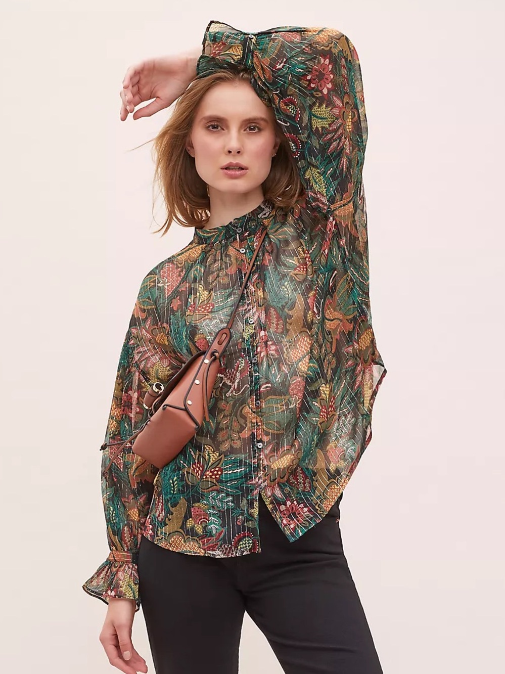 SCOTCH & SODA by MAISON SCOTCH for ANTHROPOLOGIE Sheer Floral Print Top
